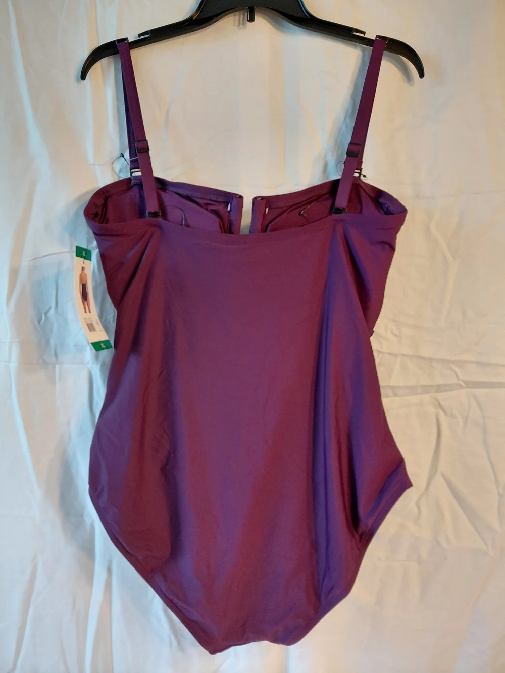 DKNY Girls Plum Ruched One-Piece Swim Suit Size XL - Picture 2 of 7